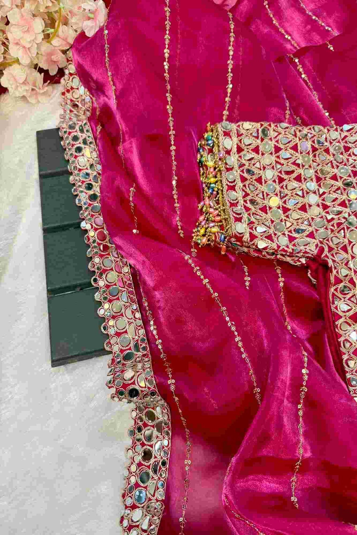 Mirror work saree