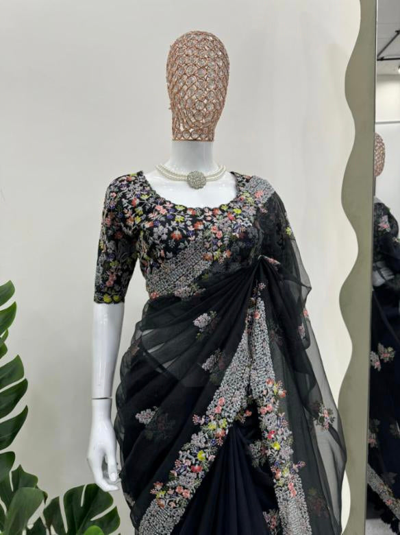 Tibby Silk black look saree