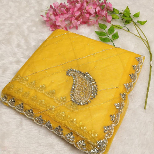 Butterfly Net Saree With Hand Diamond Work*