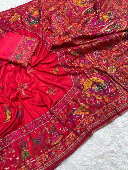Pure Soft Pashmina Silk Weaving Saree