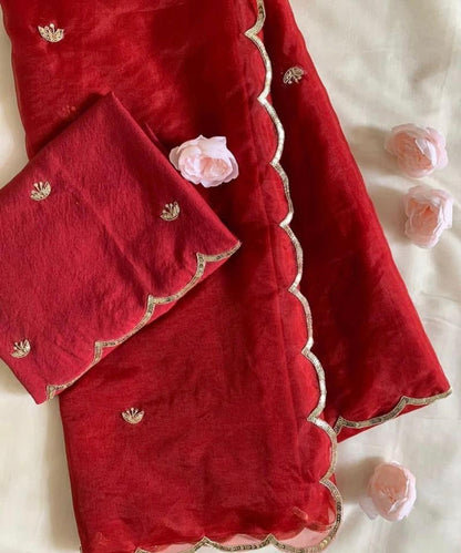 pure organza saree with beautiful handwork