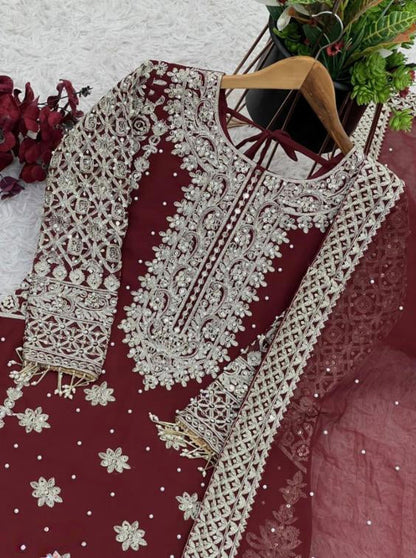 pure Georgette With Heavy Embroidery suit set