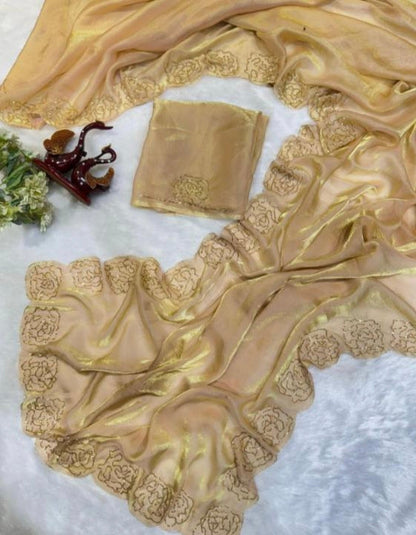 Pure Space Silk kat dena hand work saree