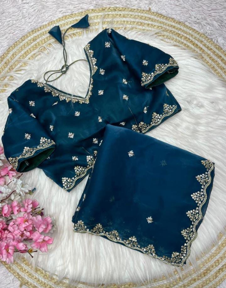 Sattan Saree With Beautiful C - pallu Brits Work