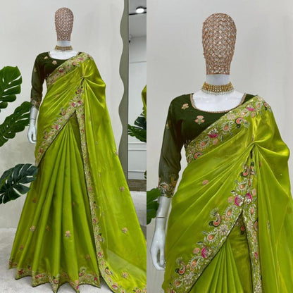 Party Wear Jimmy Choo Multi Sequence Work Saree