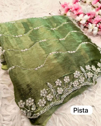 Pure hand work zimmy choo saree