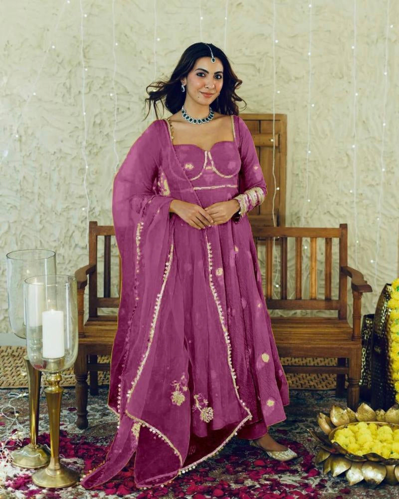 pure chinon silk fancy gown