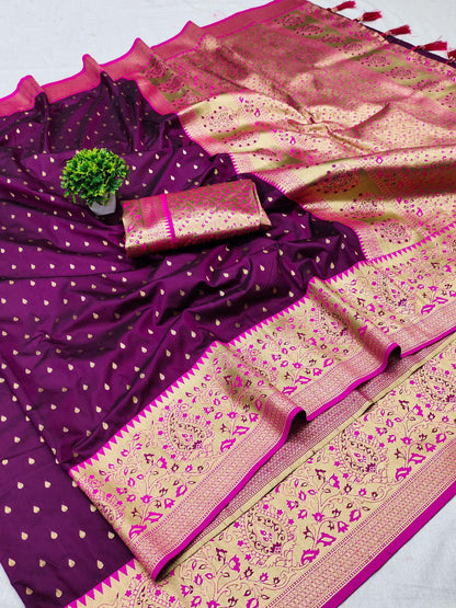 Pure silk Pethani saree with zari weawing