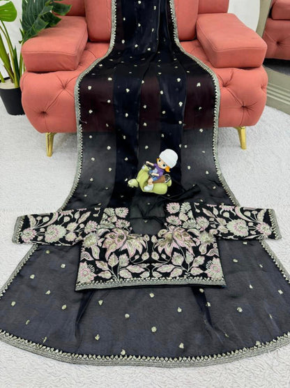 Beautiful Embroidery Zari Work With Siroski Work