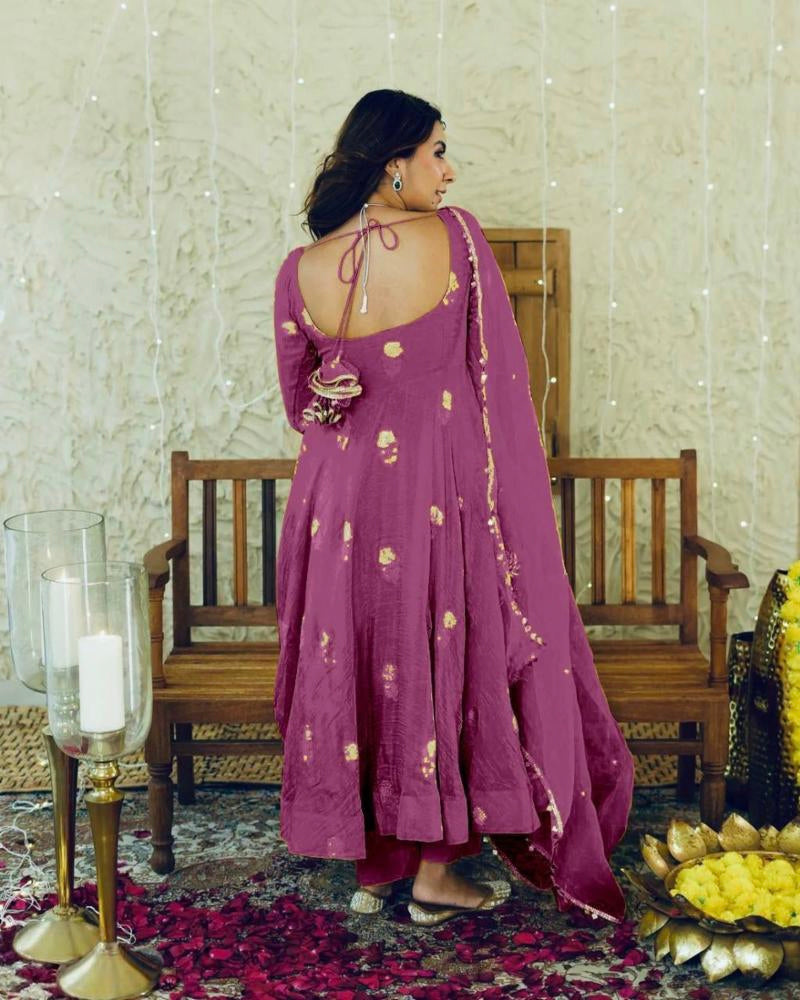 pure chinon silk fancy gown