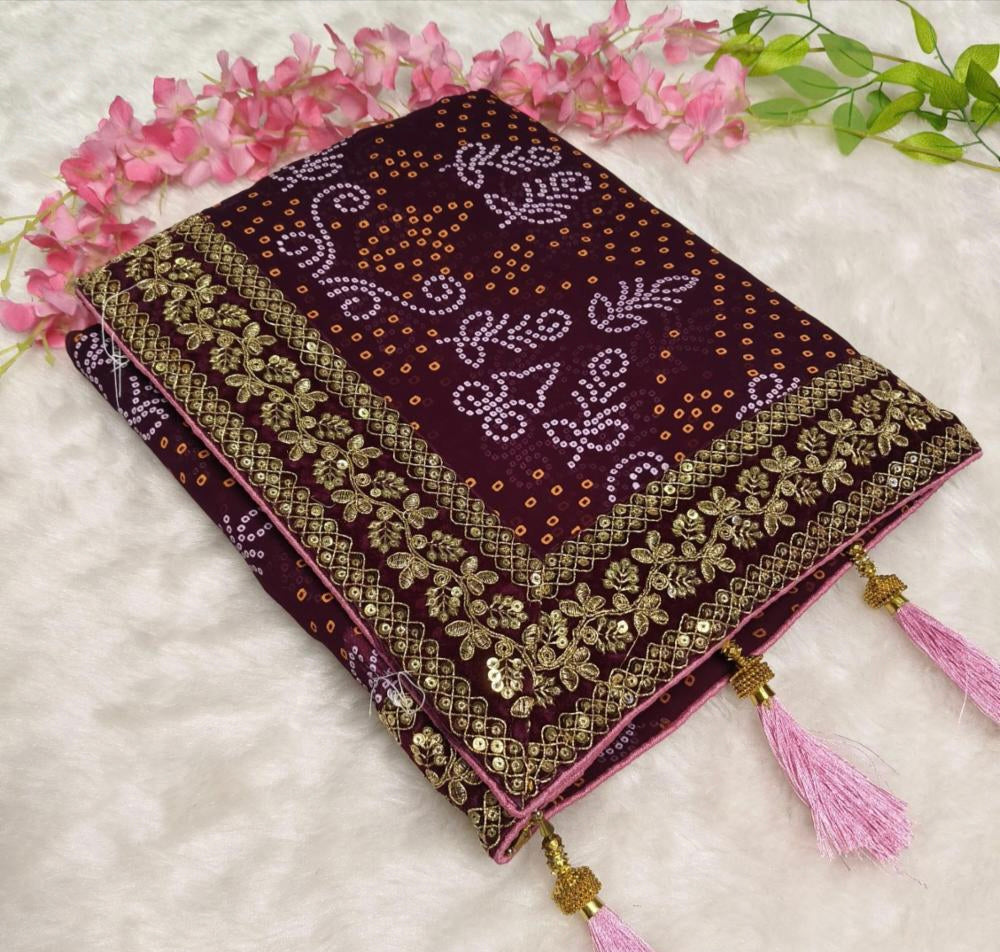 Georgette Bandhani Print saree