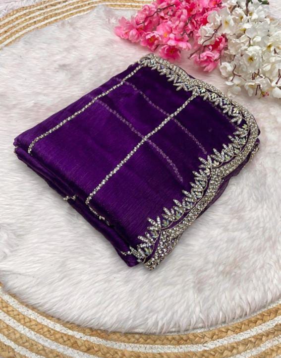 Zimmy Choo Saree pure Handwork ston work saree