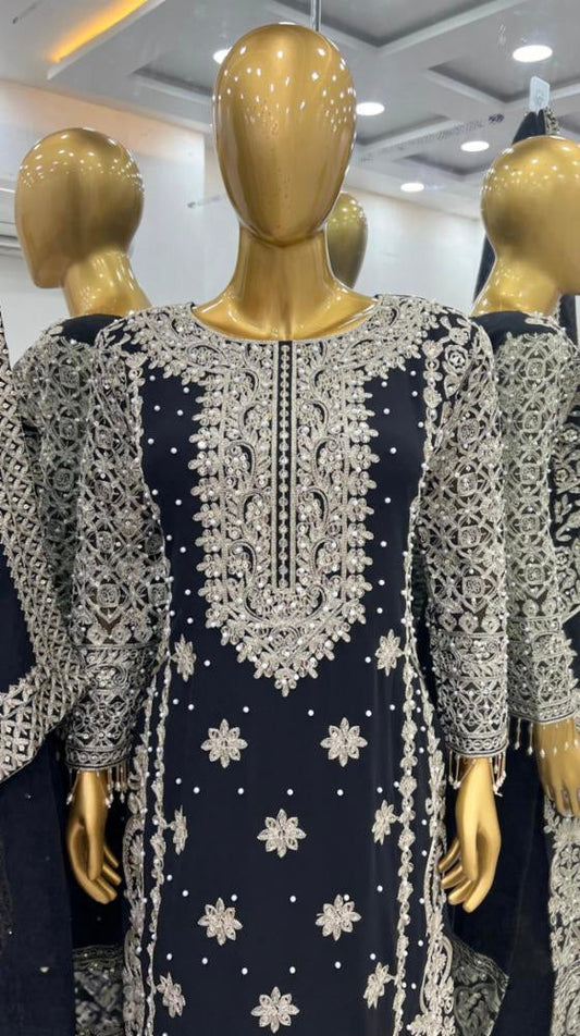 pure Georgette With Heavy Embroidery suit set,