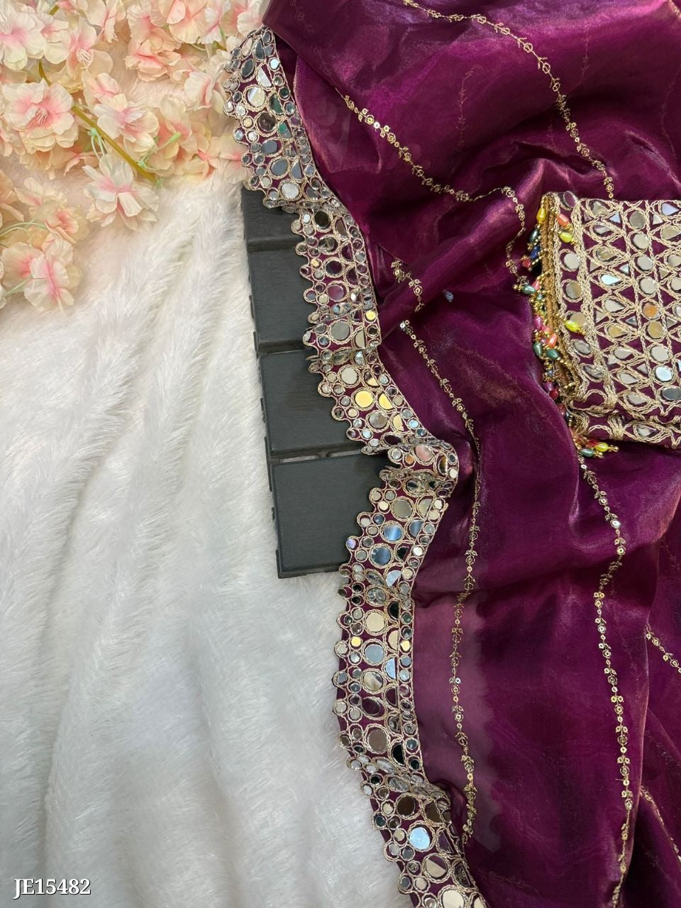 Mirror work saree