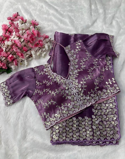 Pure Zimmy Choo Satin Saree with blouse stitch