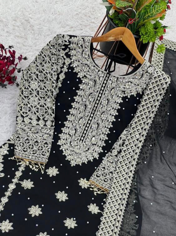 pure Georgette With Heavy Embroidery suit set,