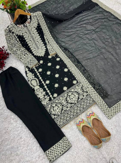 pure Georgette With Heavy Embroidery suit set,