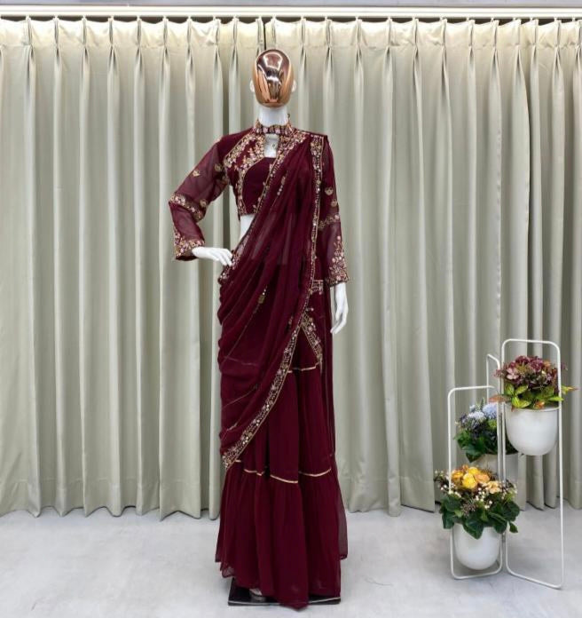 Party Wear Faux Georgette Lehenga Saree