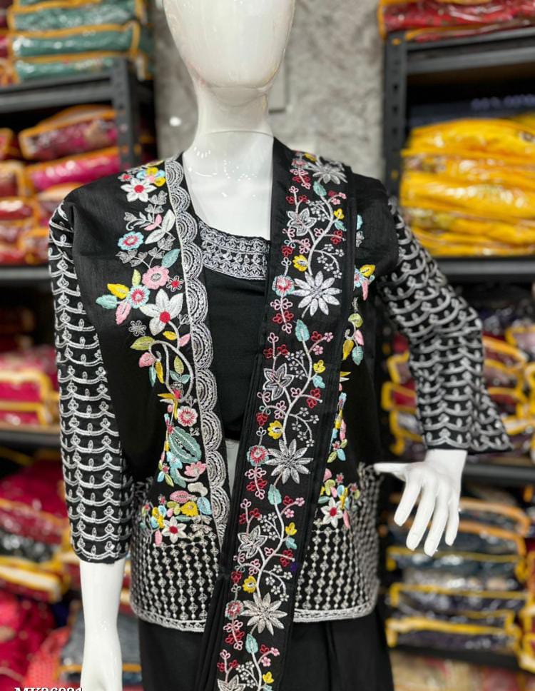 Saree Heavy Chinnon Silk Ready To Wear