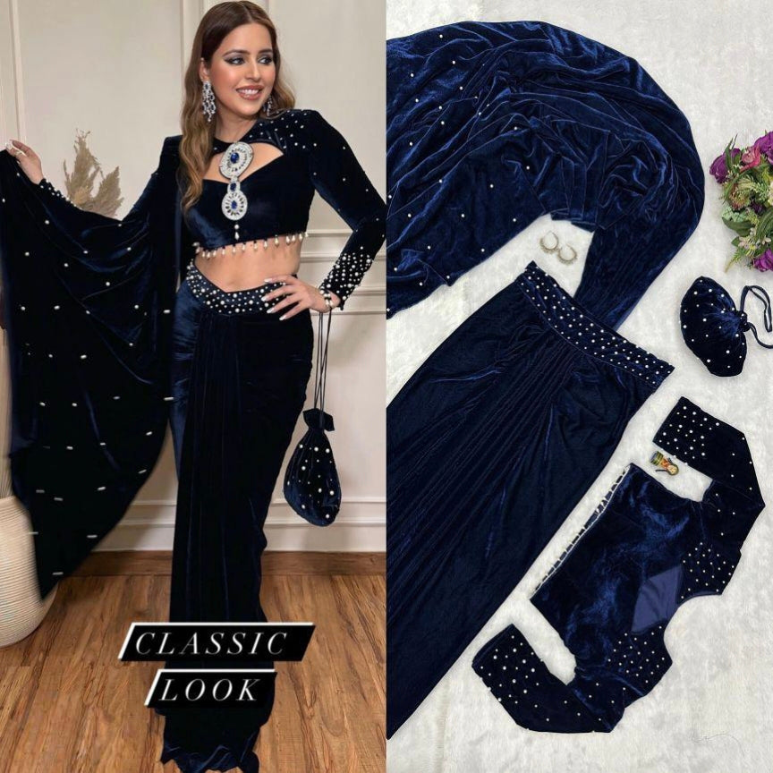 Viscose velvet REAL PEARL MOTI WORK