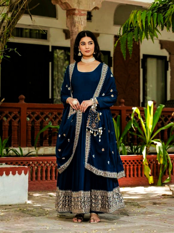 gown,dupatta,with poket batwa