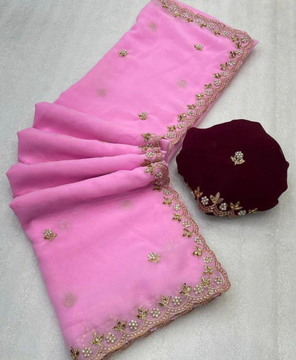 chinon soft silk saree