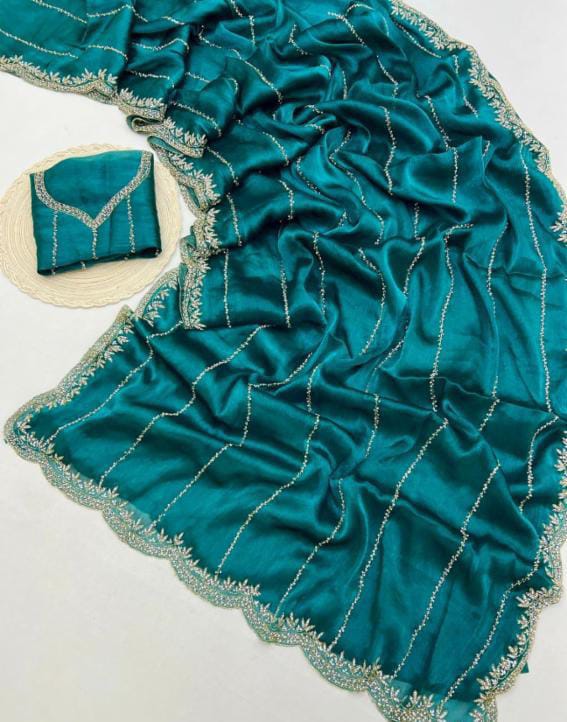 Zimmy Choo Saree pure Handwork ston work saree
