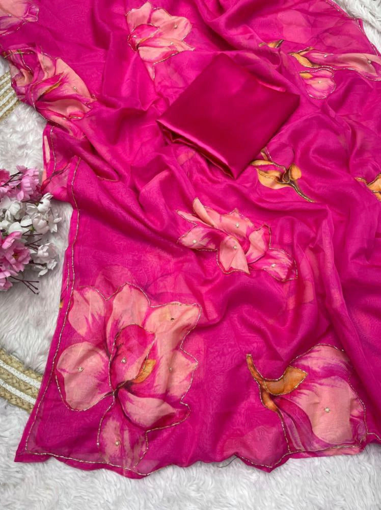 Tebby Organza hand work Saree