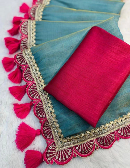 Presenting you trending gold tissue  Saree with fancy lace border 25 lotkan