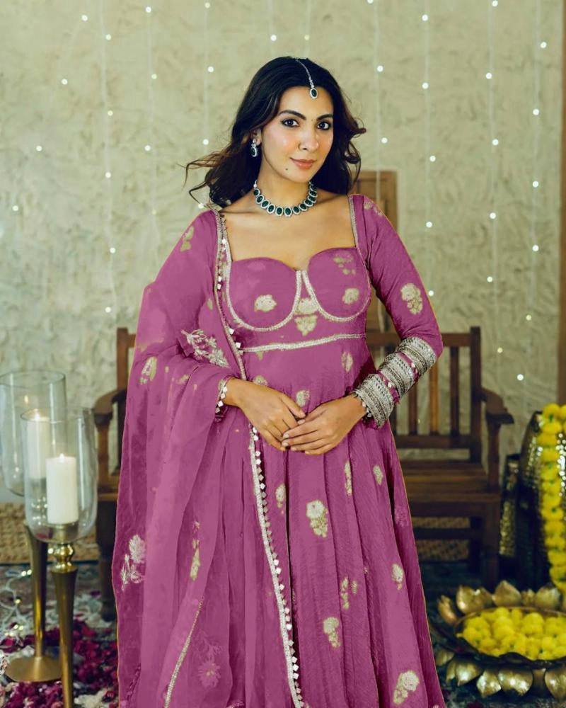 pure chinon silk fancy gown