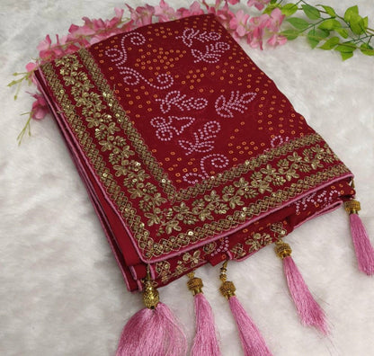 Georgette Bandhani Print saree