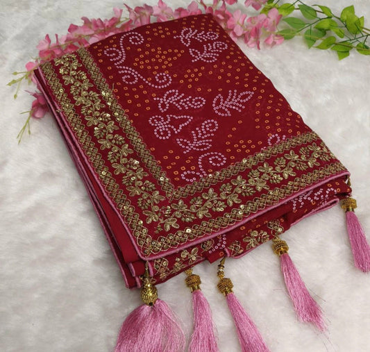 Georgette Bandhani Print saree