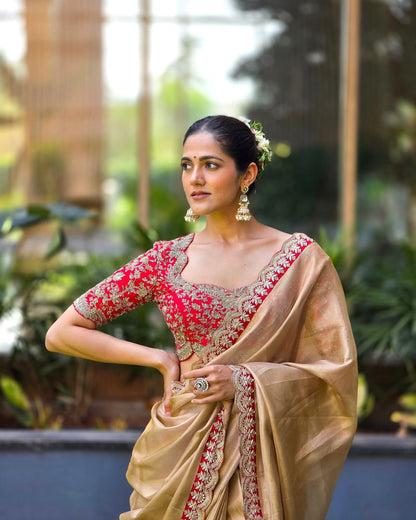 zoya Gold Soft tissu saree