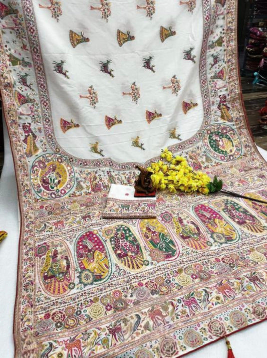 Pure Soft Pashmina Silk Weaving Saree