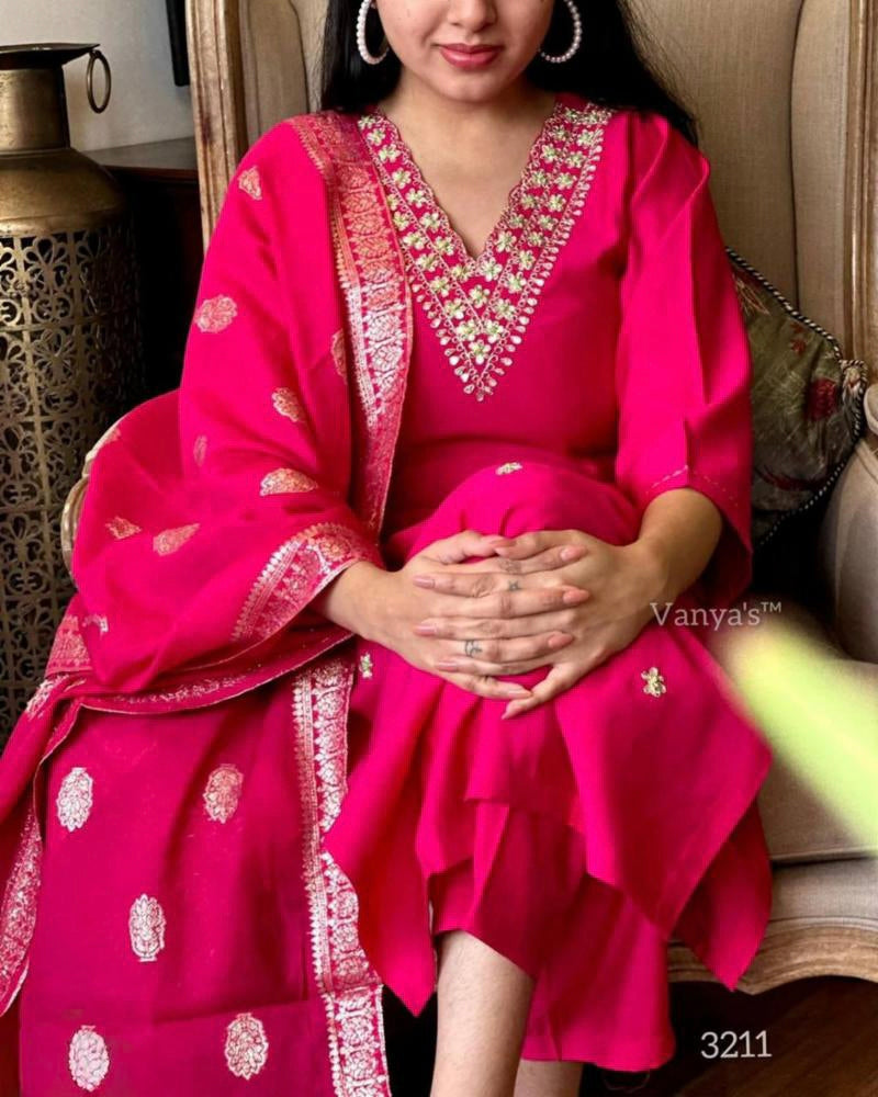 Viscose fabric designer kurti set with dupatta