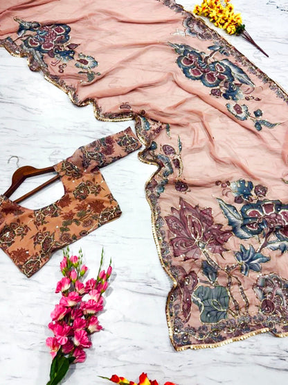 Premium Georgette Embellished With Beautiful Print