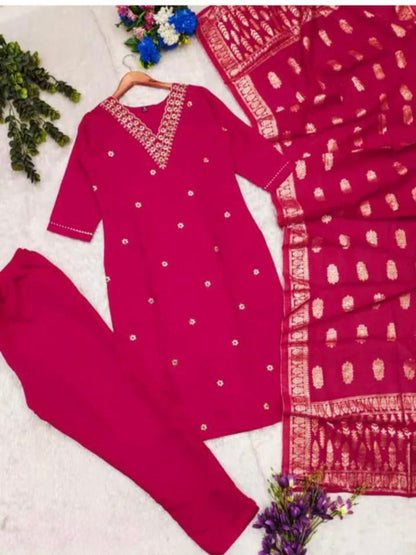 Viscose fabric designer kurti set with dupatta