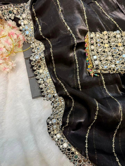 Mirror work saree