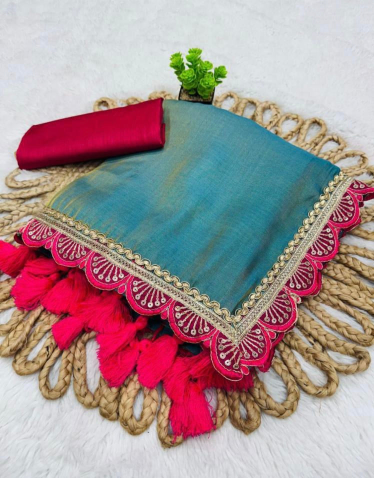 Presenting you trending gold tissue  Saree with fancy lace border 25 lotkan