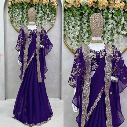 Ready To Wear Saree With Shrug