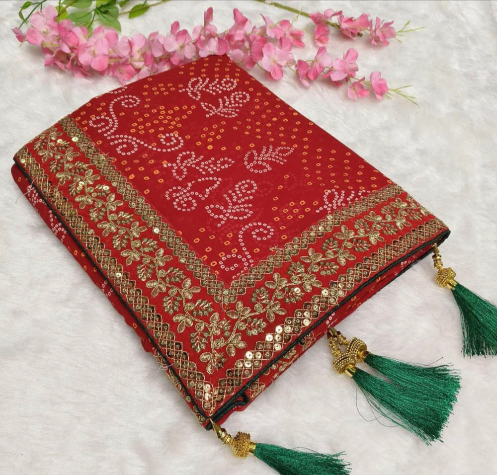 Georgette Bandhani Print saree