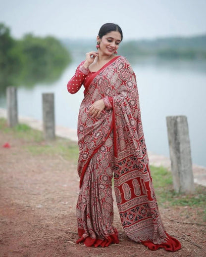 Pre Draped Saree With Stitch Blouse
