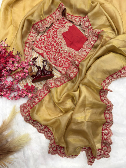 zoya Gold Soft tissu saree