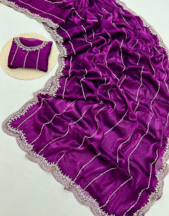 Zimmy Choo Saree pure Handwork ston work saree