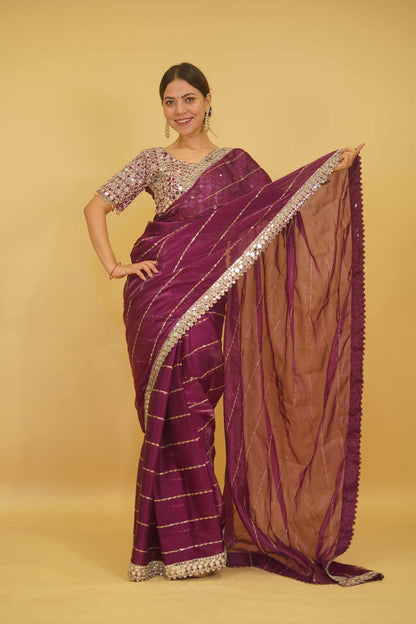 Mirror work saree