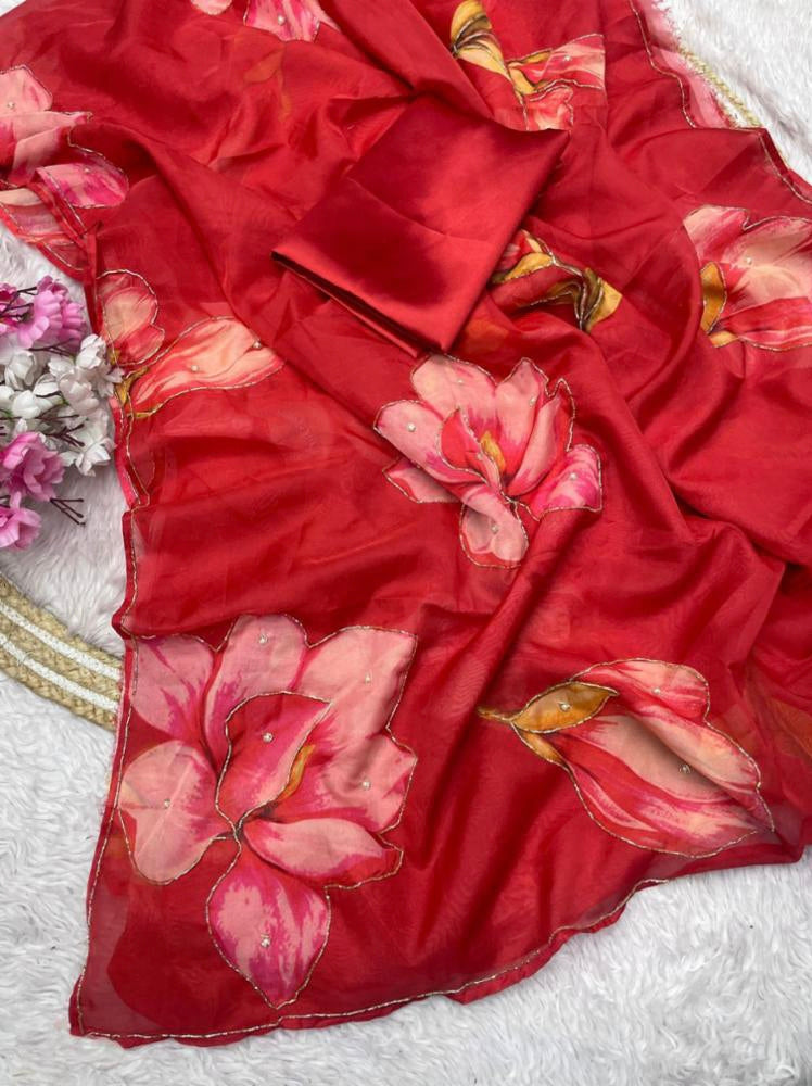 Tebby Organza hand work Saree