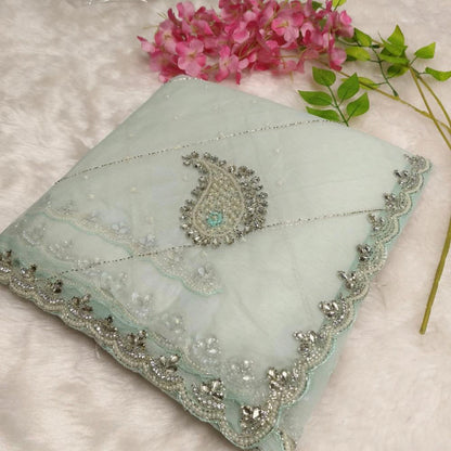 Butterfly Net Saree With Hand Diamond Work*