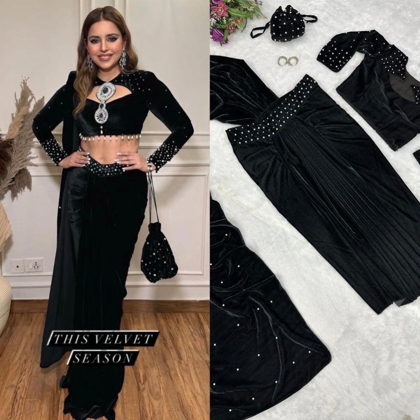 Viscose velvet REAL PEARL MOTI WORK