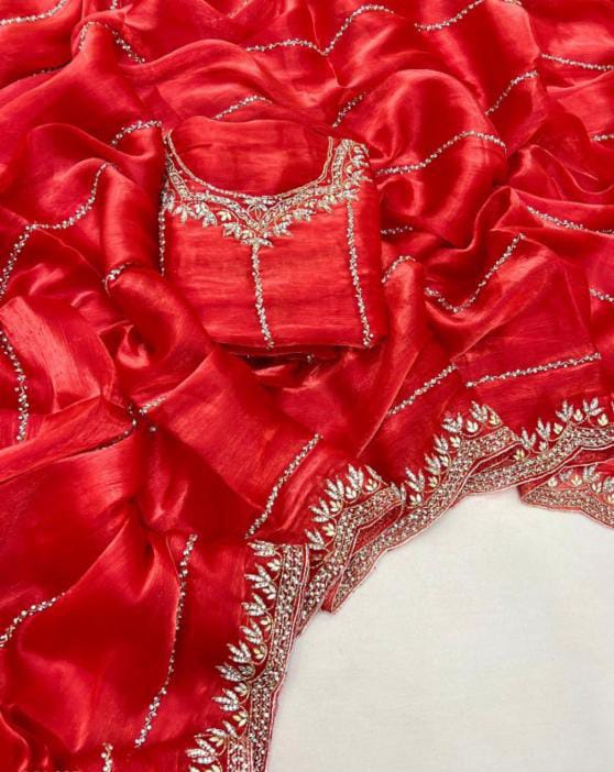 Zimmy Choo Saree pure Handwork ston work saree