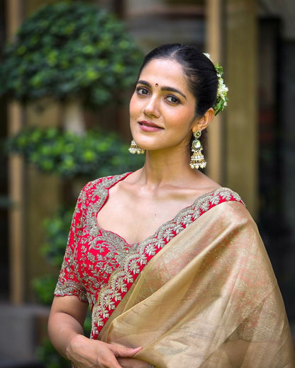 zoya Gold Soft tissu saree